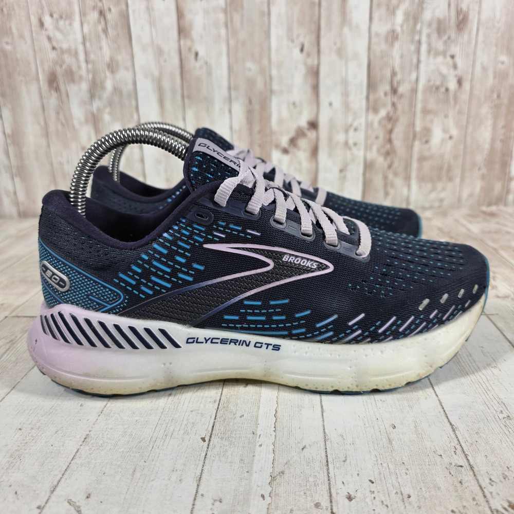 Brooks Glycerin GTS 20 Womens 8 Running Shoes Navy Lilac 1203701B499